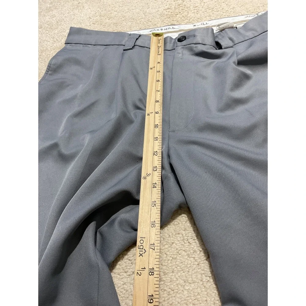 Oak Hill Men's Dress Pants 42x32 Gray Flat Front Business Casual Comfort Stretch